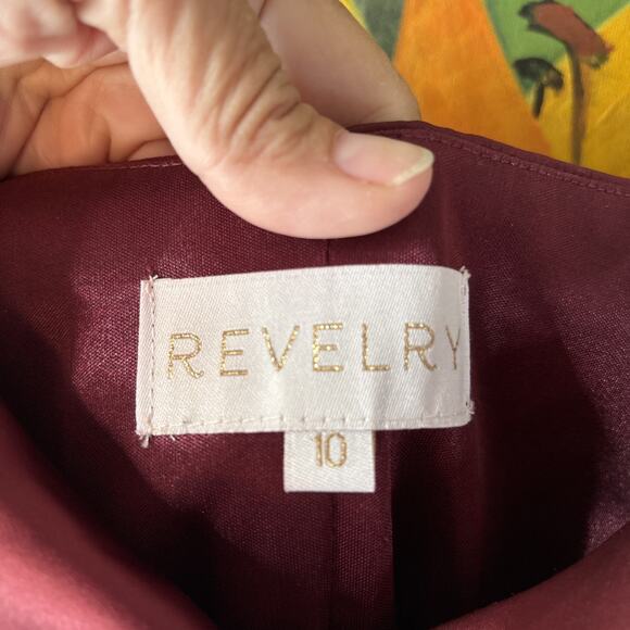 Anthropology Revelry Skye Maroon Midi Size 10 Cowl neck Satin Fitted Slip Dress - Picture 7 of 13